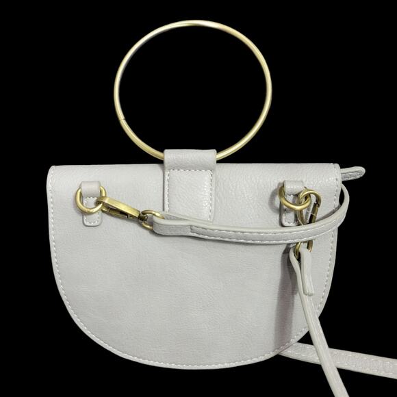 Anthropologie Veronica Ring Bag Grey Crossbody Bracelet Handle Half Moon Small - Picture 5 of 15